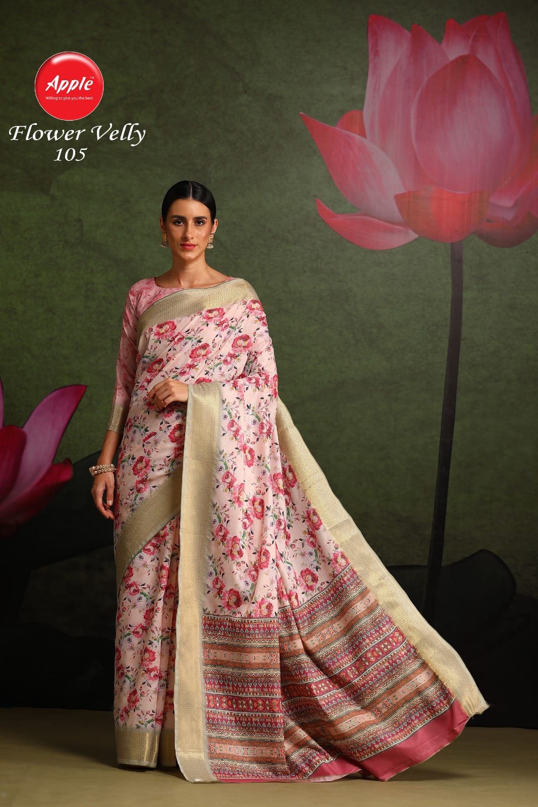 apple sarees Flower Velly